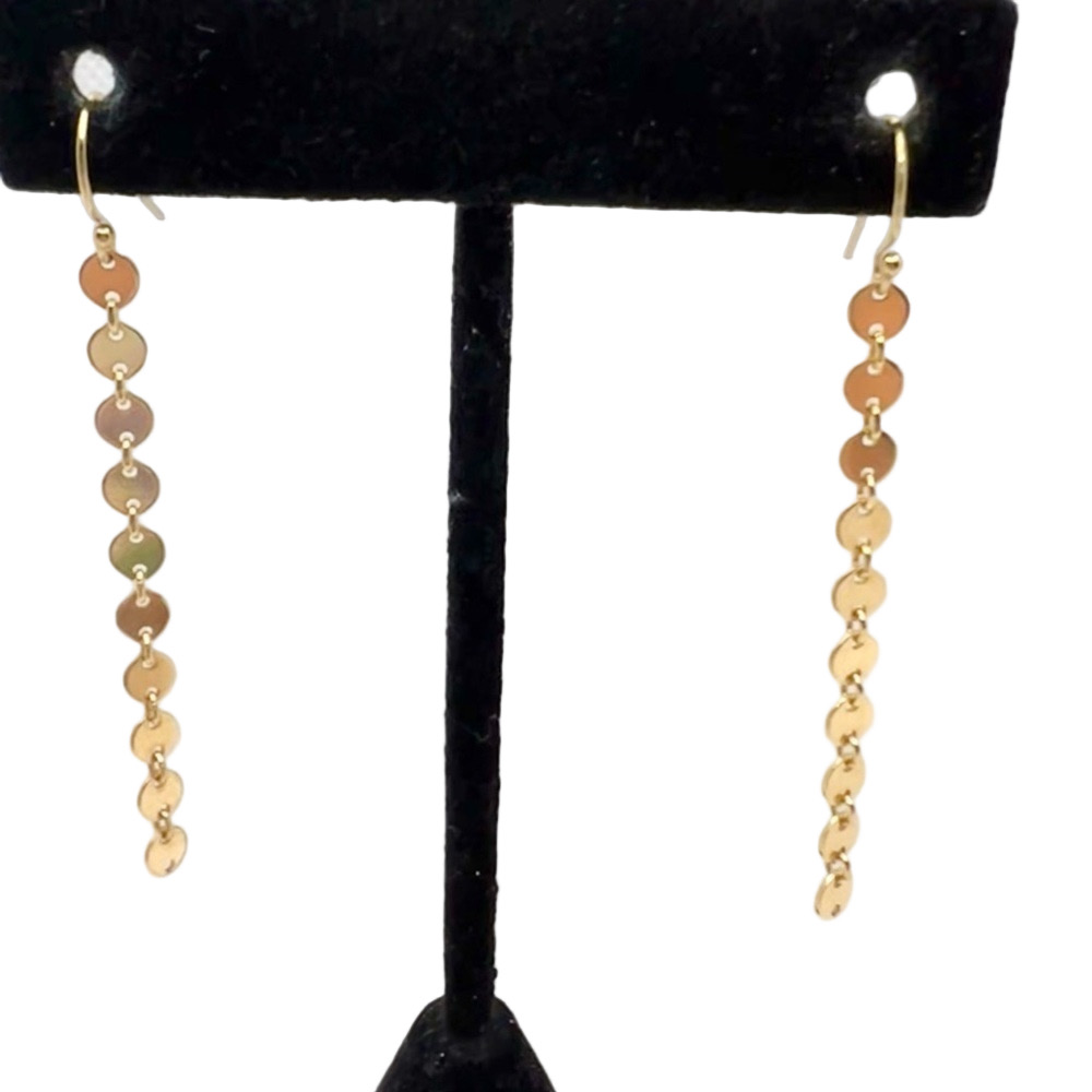 Gold medallion dangle drop earrings